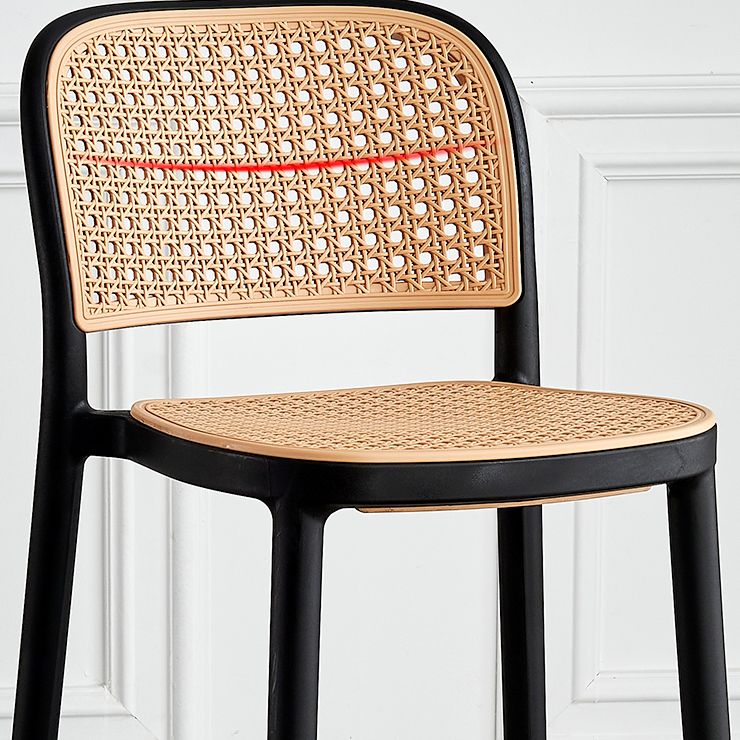 Contemporary Square Footrest Stool Plastic Rattan Stool in White and Black