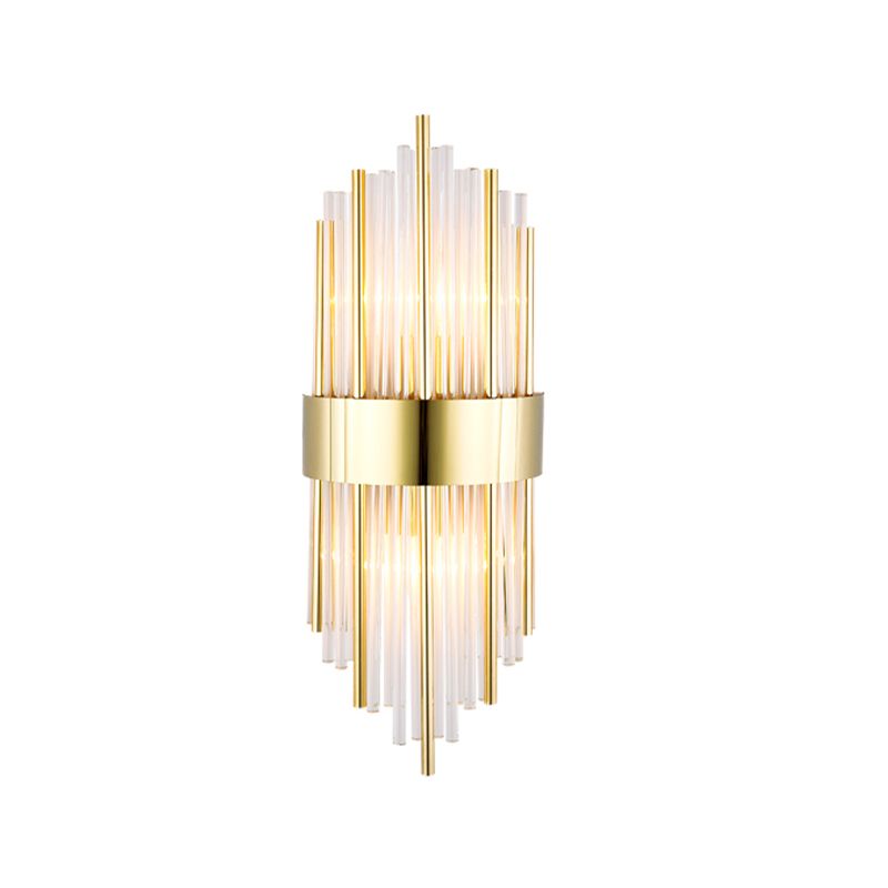 Modern Metal Wall Light Geometric 2 Lights Wall Sconce with Crystal for Bedroom
