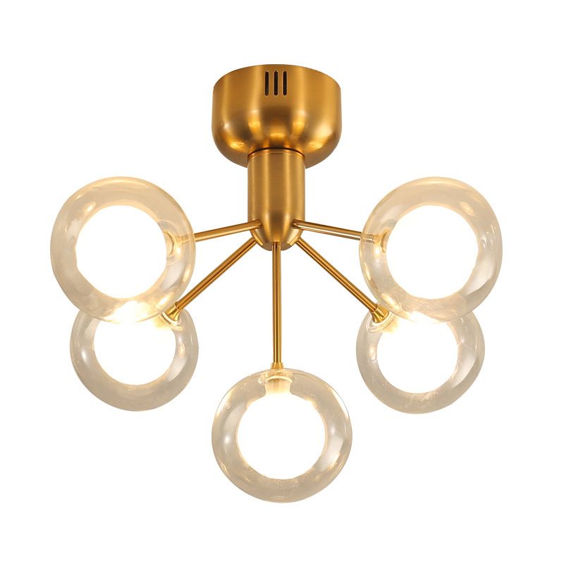 Sputnik Ceiling Lighting Contemporary 5-Light Semi Flush Mount for Hallway