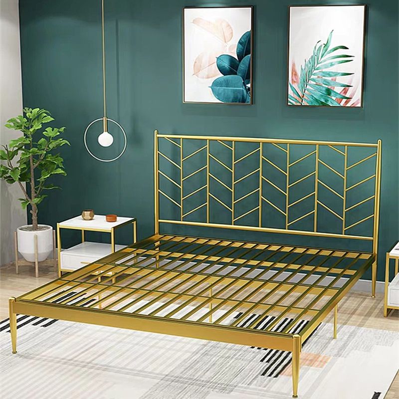 Metal Headboard Standard Bed Rectangular Bed with Custom Legs