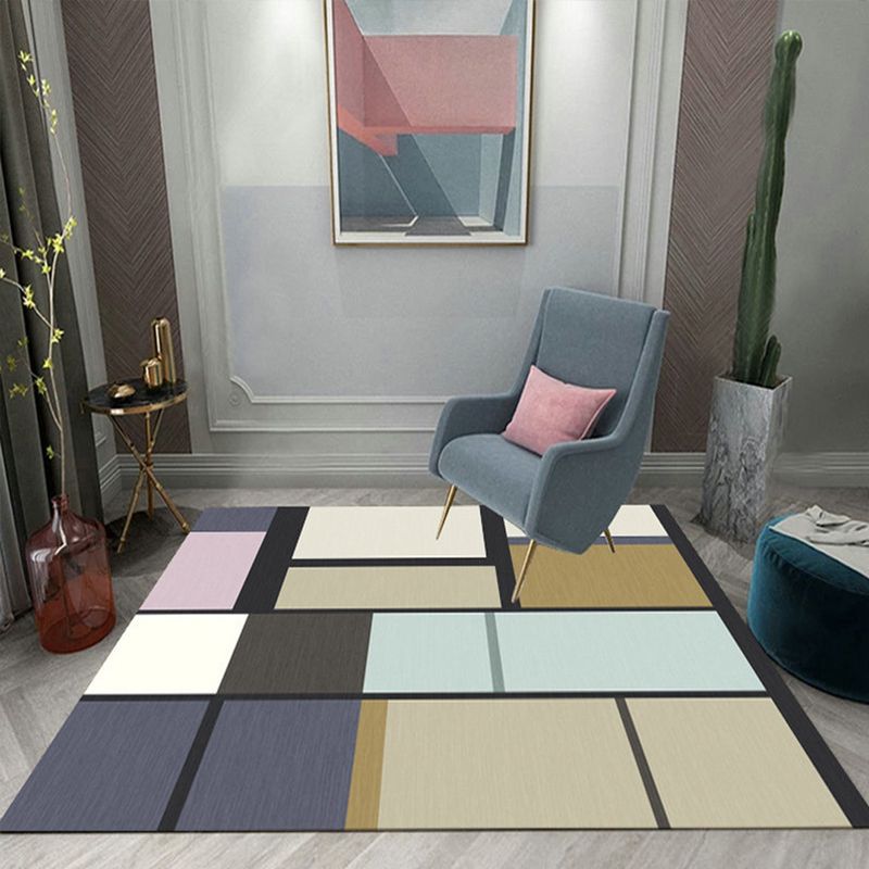 Colorful Triangle Print Rug Multicolor Modern Style Rug Synthetics Washable Stain Resistant Anti-Slip Rug for Home
