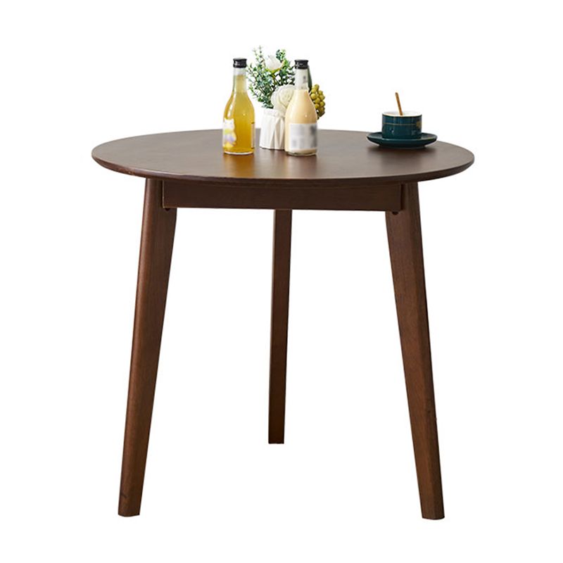Round 3 jambes Table à manger décontractée en bois Tableau fixe de couleur de bois massif en caoutchouc