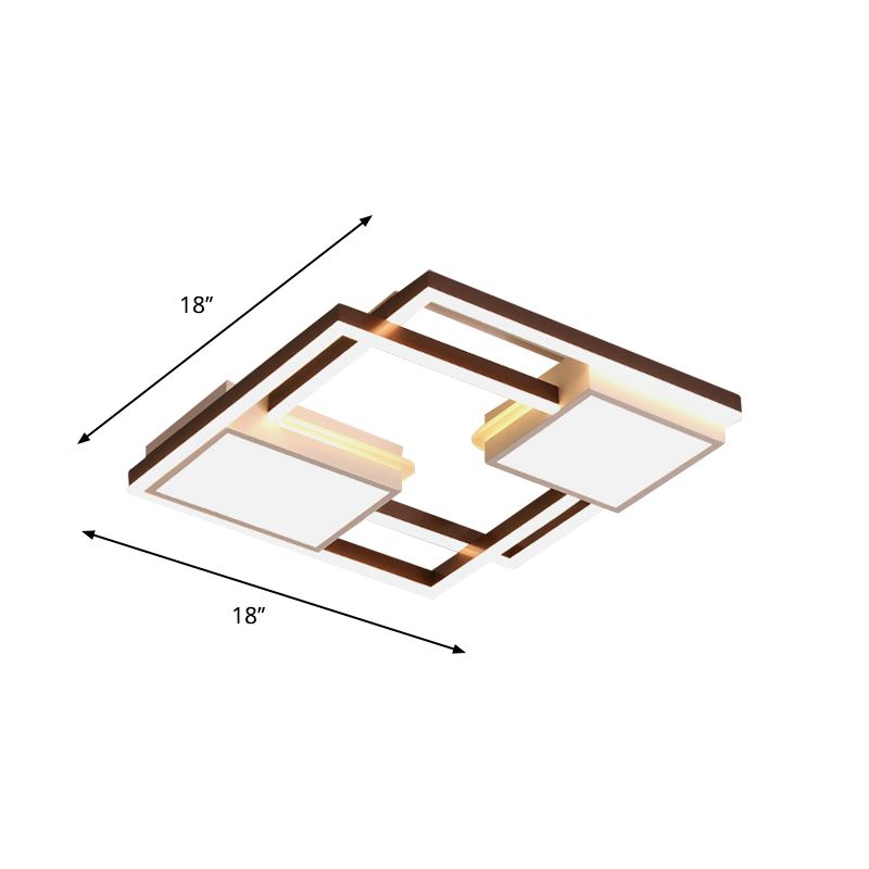 Nordic LED Ceiling Flush Mount with Acrylic Shade Black Geometric Flush Light Fixture, 18"/21.5" W