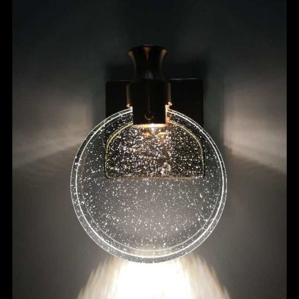 Moderne minimalistische stijl cirkelvormige wand gemonteerd verlichtingskristal 1 lichte sconce verlichtingsarmatuur voor slaapkamer