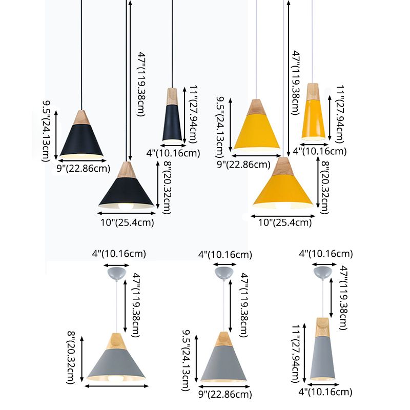 Polished Aluminum Macaroon Style Hanging Lamp 1-light Wooden Simplicity Lighting Fixture with 47" Adjustable Suspension Wire