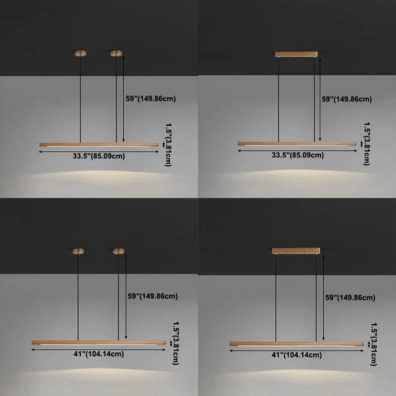 Modern Pendant Lighting for Kitchen Island Linear Island Pendant Light Wood 1-Light