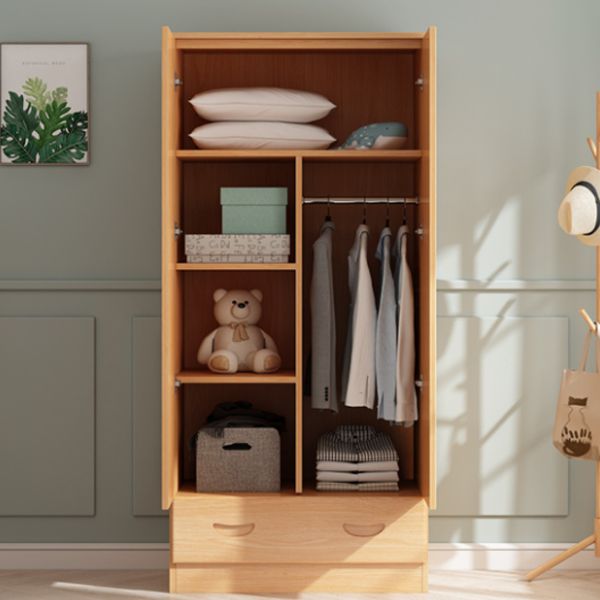Modern Natural Solid Wood Wardrobe Freestanding Wardrobe with Self Close Drawers