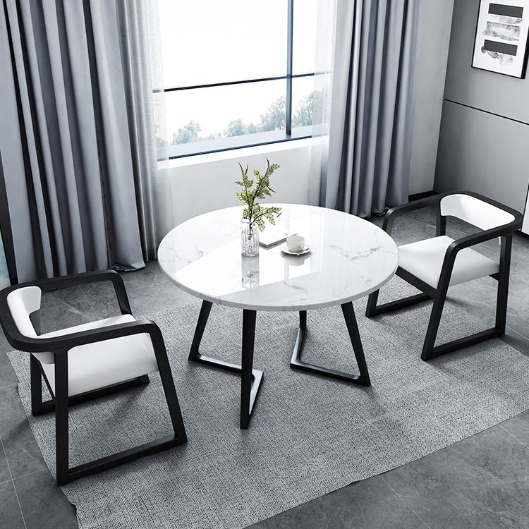 Moderner Stil weißer Esstisch gesinterten Steintisch mit Holzbasis für Zuhause