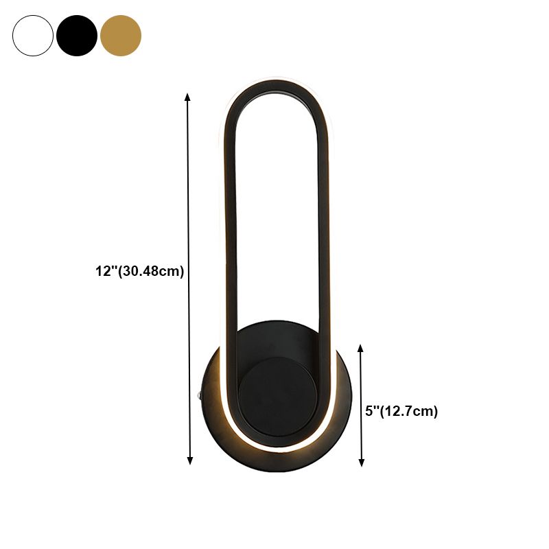 Oval Shape Metal Wall Light Modern Style 1 Light Wall Mount Light