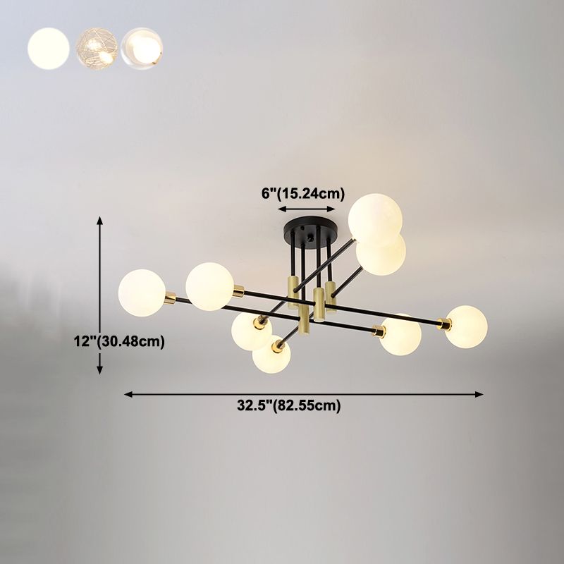 Contemporary Sphere Flush Light Fixture Glass Flush Mount Lights in Black