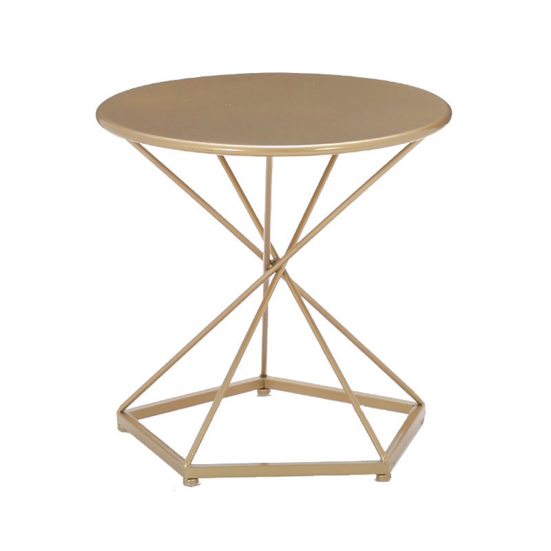 Mid-Century 19.6" Tall Round Top Side Table Metal Frame End Table