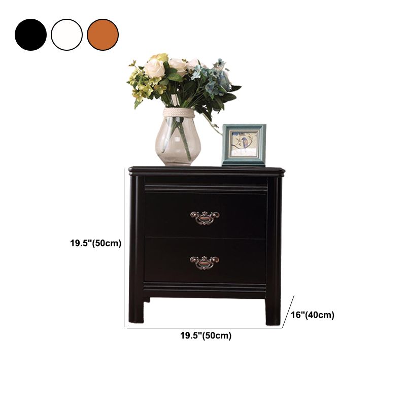 Traditional Wood Accent Table Nightstand 19.68" Tall 2 Drawers Bed Nightstand