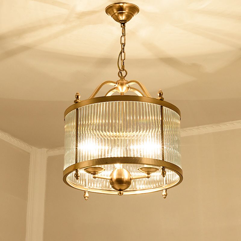 Trommelkronleuchter Beleuchtung zeitgenössischer Flutglas Messing 3/5 Lampen hängende Deckenleuchten, 16 "/19.5"/23,5 "breit