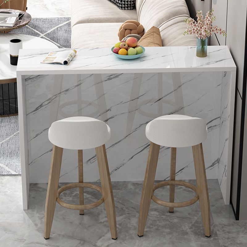 Modern Living Room Rectangle Wooden Top Pedestal Bar Dining Table