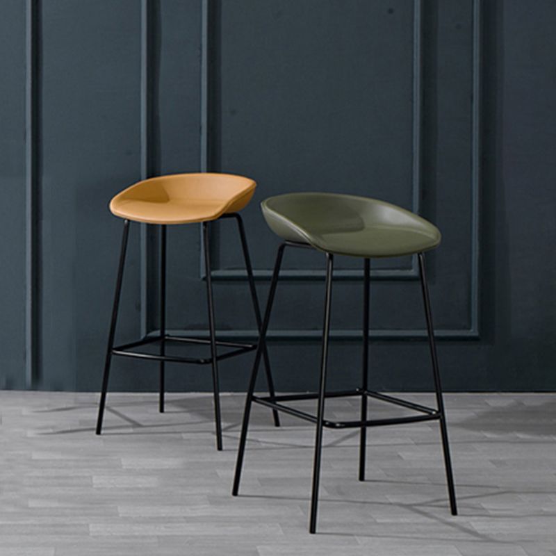 Contemporary Faux Leather Counter Stool Counter Height Bar Stool with Footrest