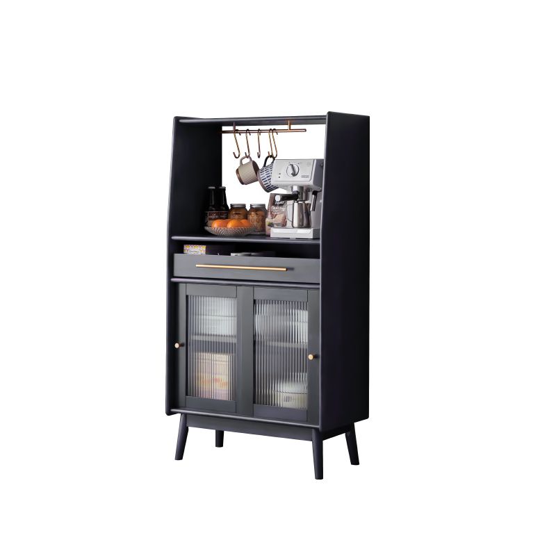 Modern Style Solid Wood Storage Sideboard Cabinet with Glass Doors for Dining Room