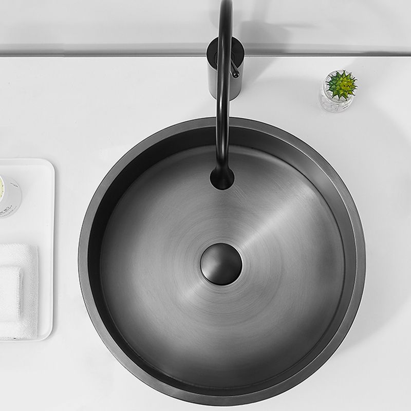 Modern Bathroom Sink Metal Round Vessel Bathroom Sink with Pop-Up Drain
