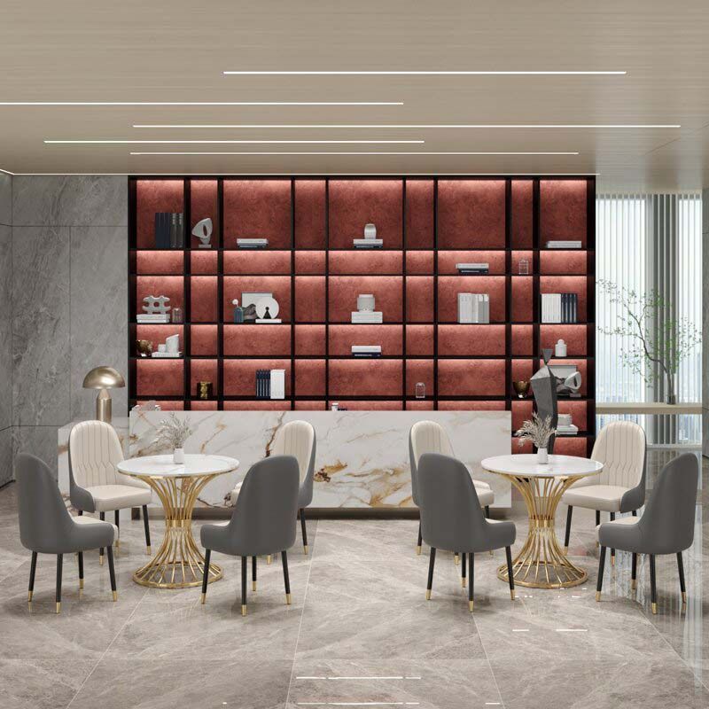 Modern Round Dining Table for Kitchen Dinette Table with Metal Base