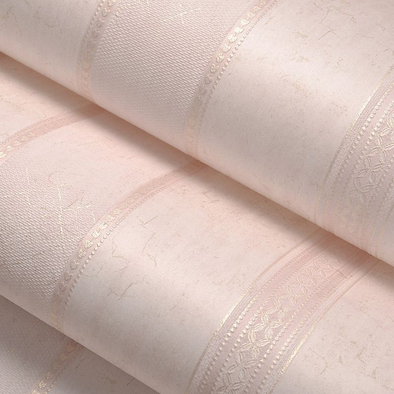 Pink Stripes Wallpaper Roll Water Resistant Wall Covering for Bedroom, Non-Pasted