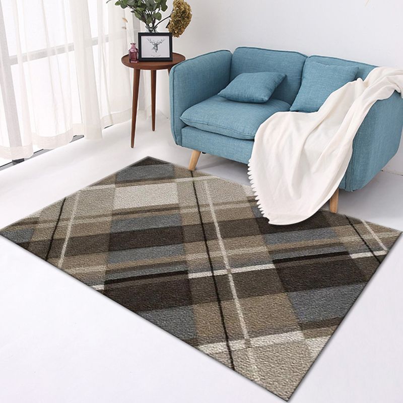 Multi-Color Modern Area Rug Polyester Geometrical Pattern Carpet Washable Stain Resistant Non-Slip Rug for Great Room
