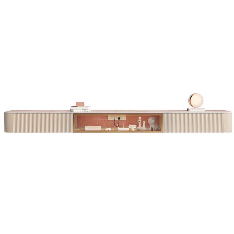 Contemporary TV Console with Drawers Stone and Wood TV Stand