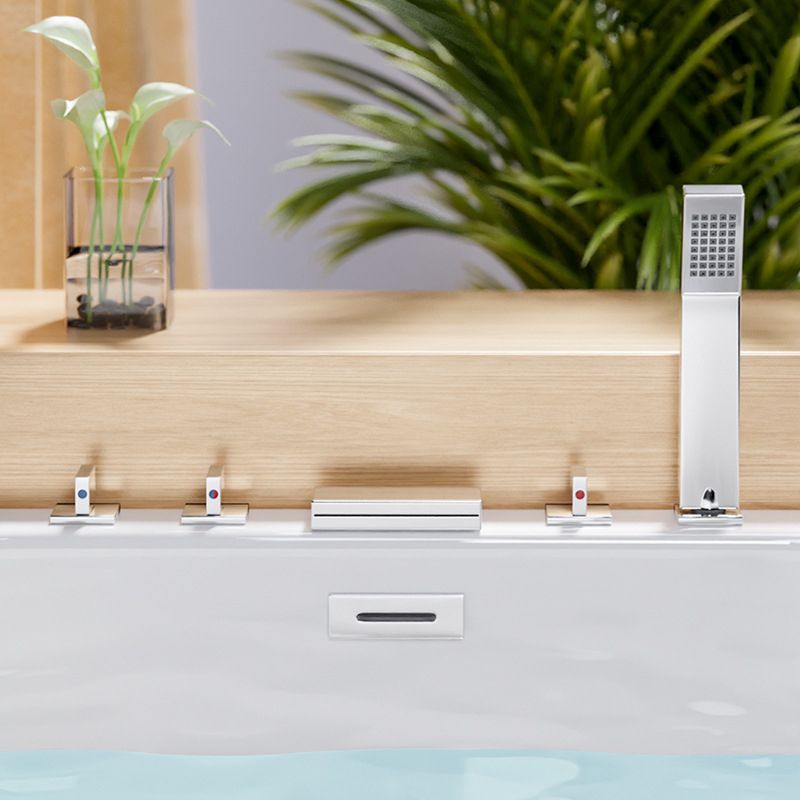 White Back to Wall Soaking Bathtub Contemporary Rectangular Acrylic Bath Tub