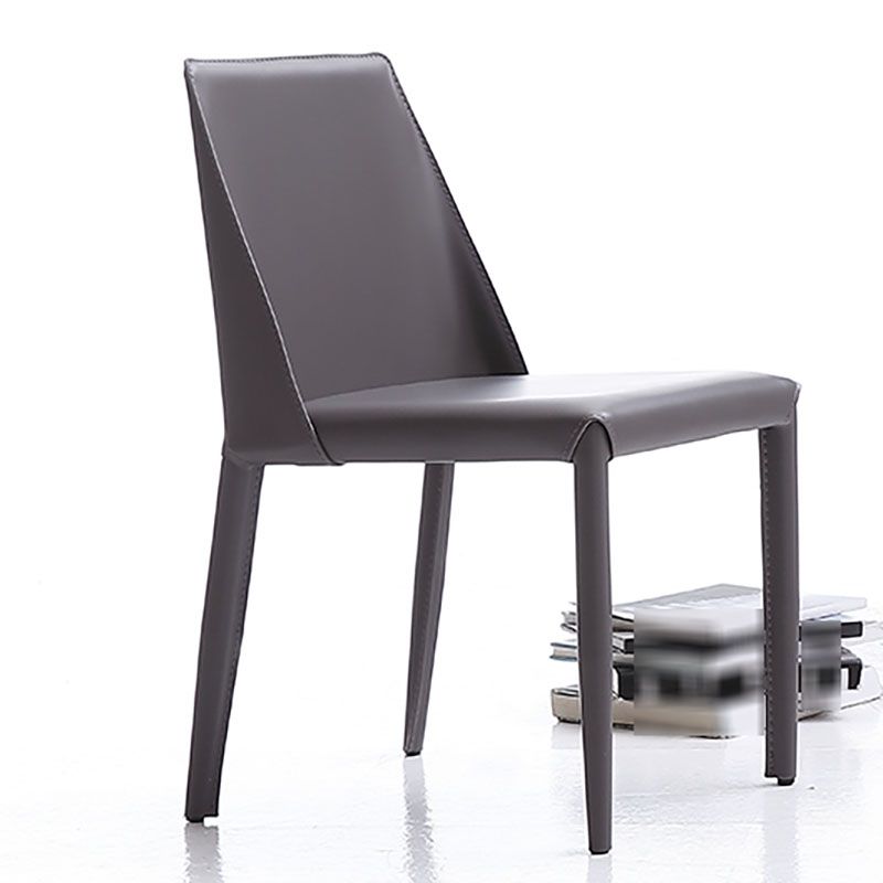 Silla de comedor de cuero sin brazos contemporánea Sillas de comedor de metal