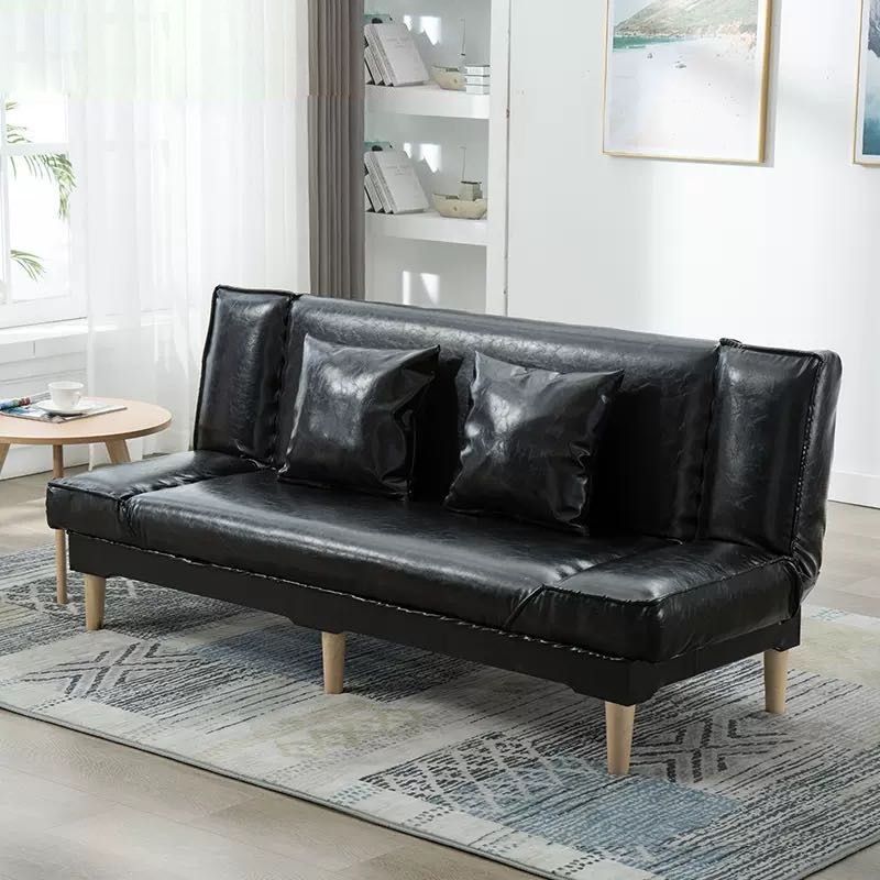 Modern Macaroon Wood 4  Legs Sofa Convertible Armless Sofe for Living Room