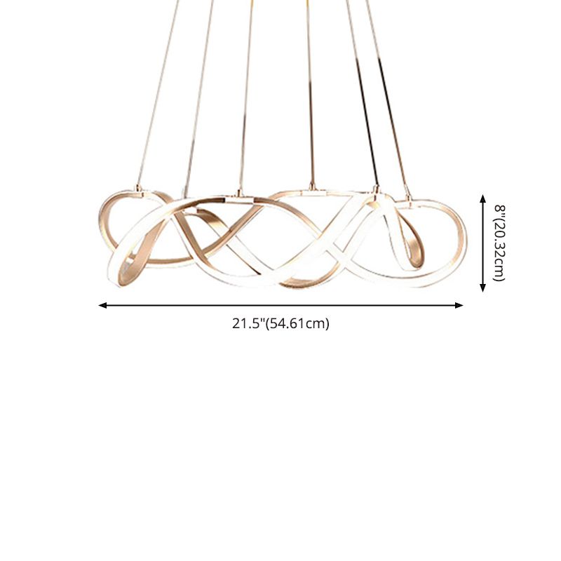 Twisted Metal Chandelier Pendant Light Simple Style LED Gold Suspension Pendant Light