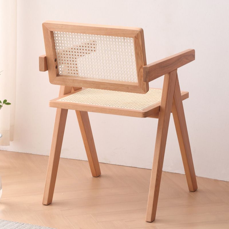 Solid Wood Kitchen Dining Chairs Contemporary Arm Chairs in Natural
