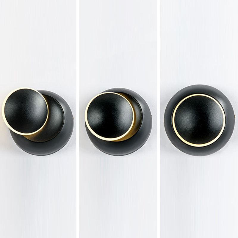 Modern Metal Wall Light Round Rotatable 6" Wide LED Wall Sconce for Living Room