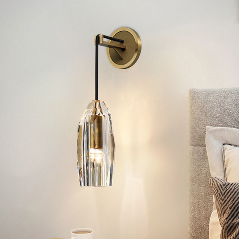 Geometric Shape Crystal Wall Sconces Modern 1 Light Wall Mount Light Fixture in Brass