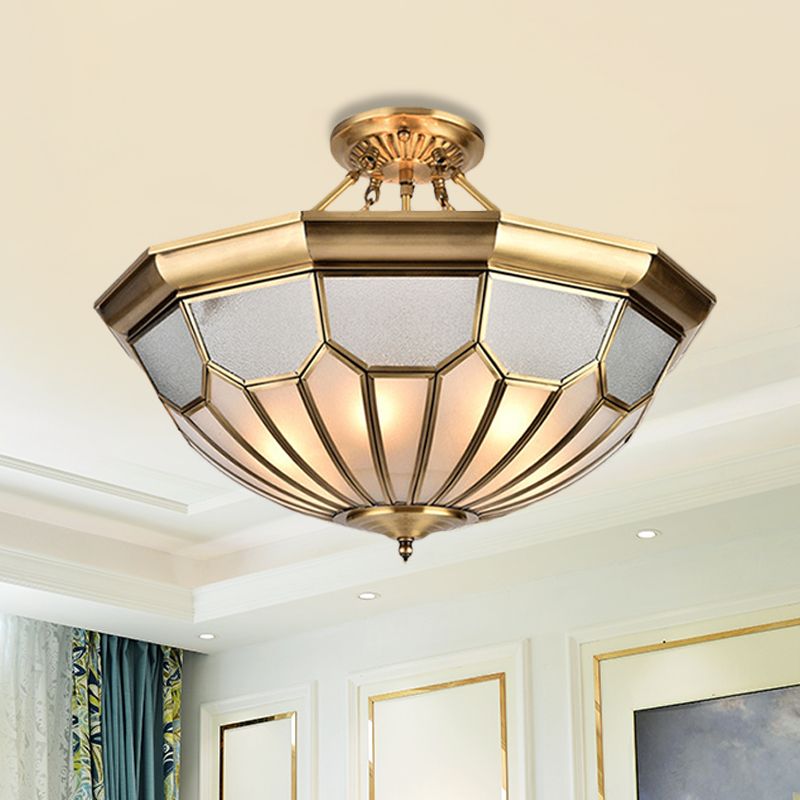 Ciotola del lampadario semifulto in ottone metallico 6 lampadini tradizionalismo a soffitto da monte lampada