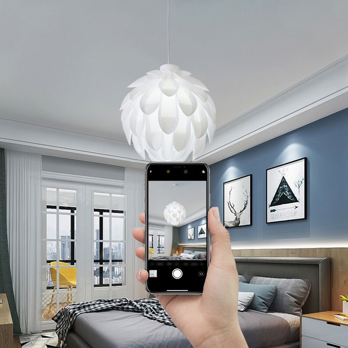 Wit led hanglamp in moderne beknopte stijl smeedijzeren hangende lamp met plastic schaduw