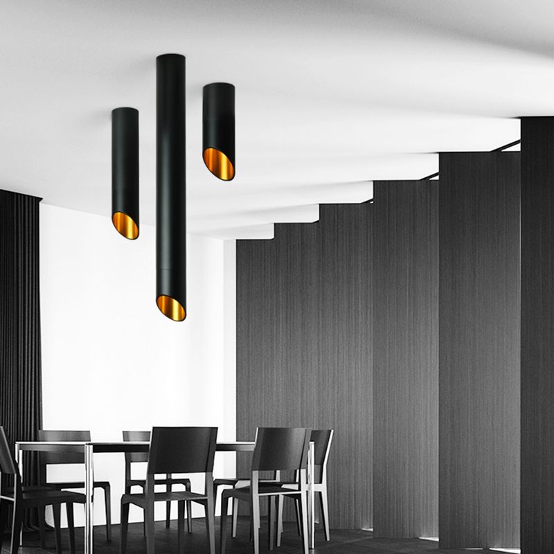 Bevel-Cut Tube Flush Light Postmodern Metal Dining Room LED Ceiling Downlight