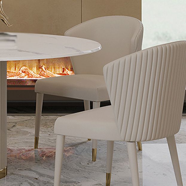 Modern 1/4/5/7 Pieces Round Dining Set Sintered Stone Dining Table Set with Leather Chairs