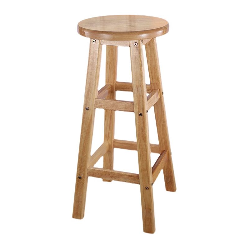 Modern Armless Backless Counter Stool Wood Cafe Bar Stool with Seat and Pedal