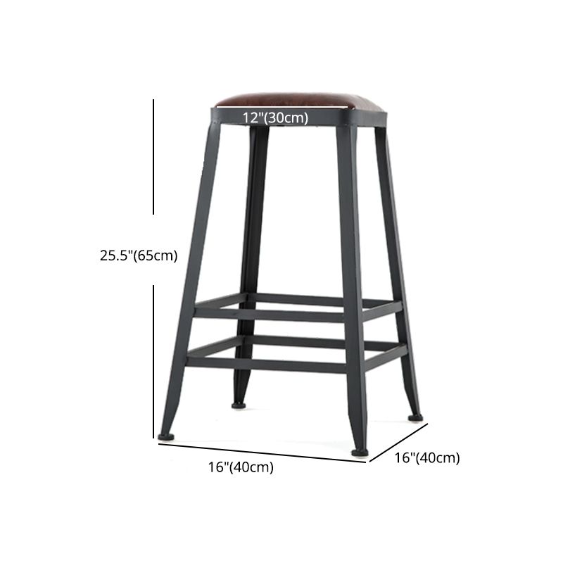 Industrial Footrest Armless Barstool Leather Stackable Coffee Shop Stool