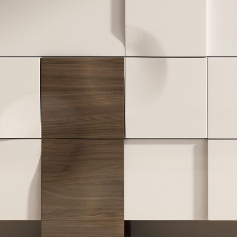 Contemporary Horizontal Double Dresser White/Gray Storage Dresser for Home