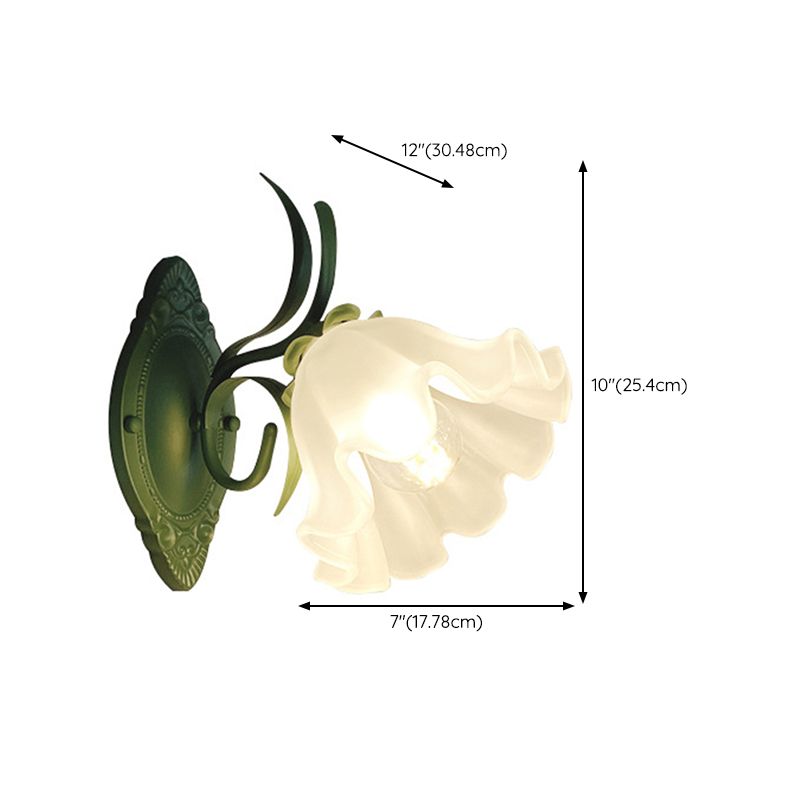 1/2-Light Contemporary Green Glass Shaded Metallic Wall Mounted for Bedroom