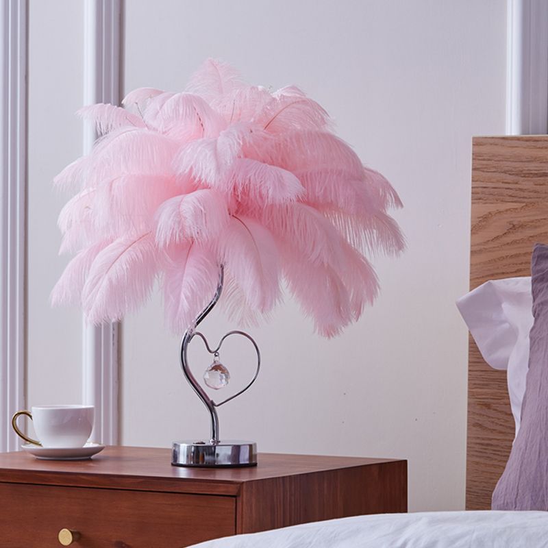 Palm albero di piume Lighting moderno romantico rosa/bianco lampada da comodino a LED con caduta di cristallo K9