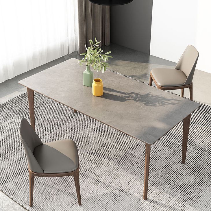 Mesa de comedor estándar de piedra sinterizada de mediados de siglo, mesa gris con forma rectangular, para cocina