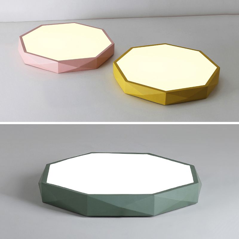 Acrylic Octagon Flush Ceiling Lighting Fixtures Modern Style 1-Light Flush Mount Light