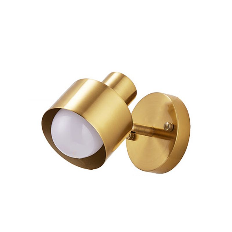 Modern Style Cylinder Sconce Light Fixtures Metal 1 Light Wall Mounted Lamps in Gold