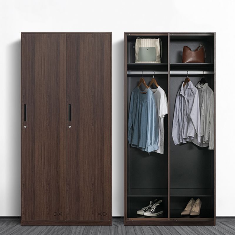 Modern Metal Storage Cabinet with Garment Rod Matte Finish Cabinet for Bathroom