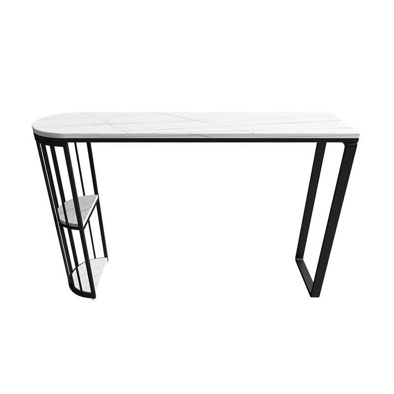 Indoor Free Form Bar Dining Table Modern Stone Top Bar Table with Storage Shelf