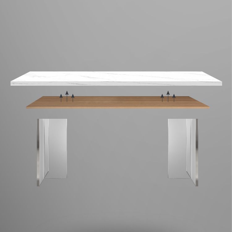 Modern Acrylic Dining Table Set 1/2/3/5 Pieces Rectangle Sintered Stone Top Dinette Set