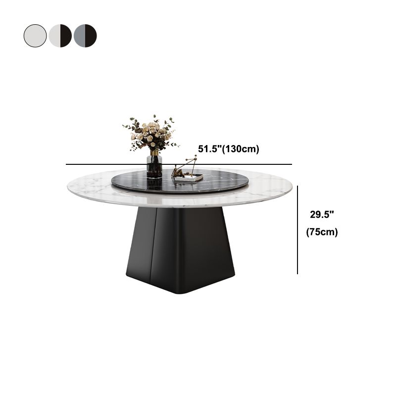 Stone Round Table Contemporary Dining Site Table with Turntable