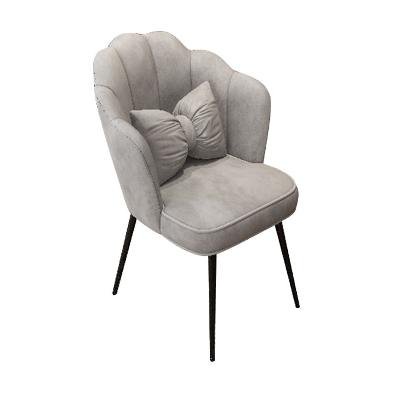 Scandinavian Dining Chair Solid Back Side Chair with 4 Metal Legs for Home Use