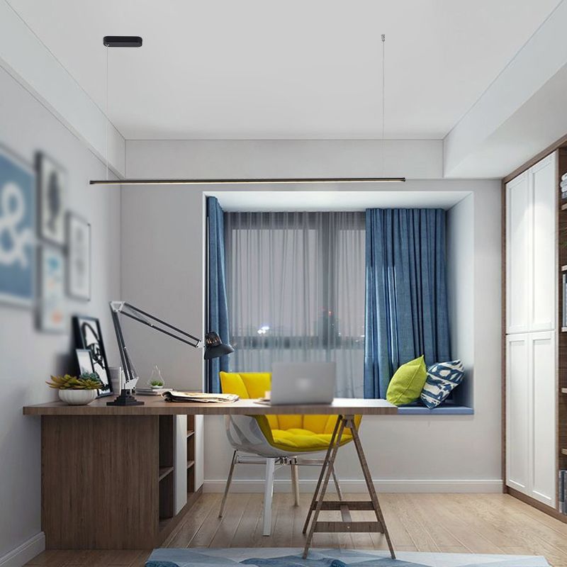 1 Light Linear Island Lightture Modernism Metal Island Pendants Lights for Office